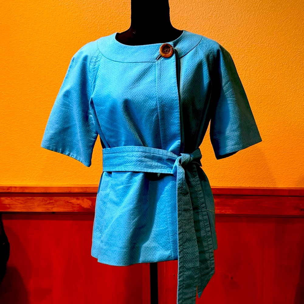 J Crew short sleeve tie waist jacket